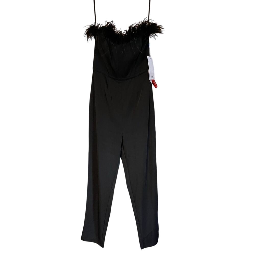 Mac Duggal NEW Size 2 68146 Black Feather Neck Sleeveless Strapless Jumpsuit NWT - Picture 8 of 9
